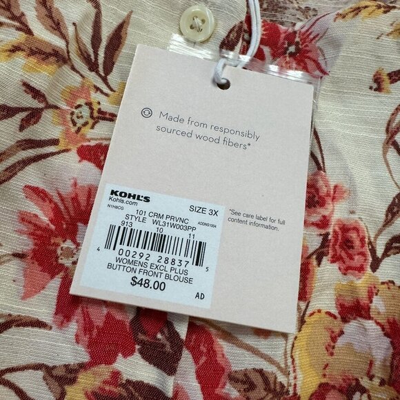 Lauren Conrad‎ Floral Top Blouse Plus Size 3X Cottagecore Peasant Boho Prairie - Picture 12 of 13